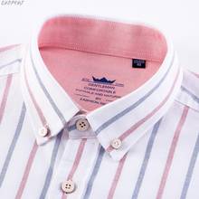 Camisas de manga larga de corte Regular cómodas y gruesas informales con cuello de botón camisas de algodón Oxford de 100% para hombre camisa a rayas de un solo Bolsillo tipo parche 2024 - compra barato