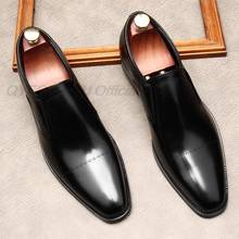 New Arrivals Mens Fashion Loafers Genuine Leather Black Chocolate Wedding Party Man Dress Shoes Casual Business Men Shoes 2024 - buy cheap