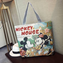 Bolsa de ombro com estampa de desenho da disney, mickey mouse, bolsa grande de lona para compras com estampa de desenhos animados, 36*46*9cm, inverno 2024 - compre barato