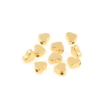 10 Uds. De abalorios de corazón de latón, cuentas de agujero pequeño dorado para pulsera, collar, fabricación de joyas DIY 2024 - compra barato