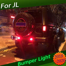 Luz vermelha de led para para-choque do jeep jl, luz traseira do para-choque para jeep wrangler jl 2018 2019, acessórios 2024 - compre barato