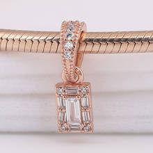 Подлинная Серебряная роза S925, светящееся ледяное ожерелье с кристаллом, подвеска из бисера, Шарм для женщин, браслет, ювелирные изделия «сделай сам» 2024 - купить недорого