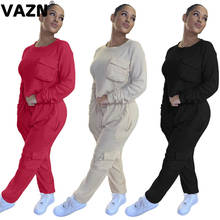 VAZN 2021 Top Quality Nature Energy Simple Solid Tracksuits Casual Young Full Sleeve Group Long Pants SlimWomen 2 Piece Set 2024 - buy cheap