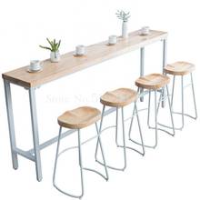 Nordic Solid Wood Bar Table Household Modern Simple Balcony Close To Wall Narrow Table High Foot Table Milk Tea Bar Table And Ch 2024 - купить недорого