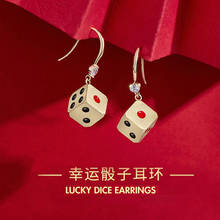 2021 Chinese Style New Personality Lucky Dice Mahjong Ear Hook Earrings Gift Temperament Retro Ethnic Style Earrings Female 2024 - buy cheap