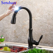 Smart Touch Kitchen Faucet Senducs Black Pull Out Kitchen Mixer Tap Intelligent Sensor Kitchen Faucet Quality Brass Black Faucet 2024 - buy cheap
