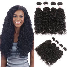 Msh-extensão de cabelo humano ondulado, 4 mechas de cabelo natural, preto, peruano, ondulado, não remy 2024 - compre barato