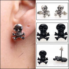 Pendientes de calavera pirata personalizados para hombre y mujer, aretes de tuerca perforados, de acero inoxidable y titanio, estilo Rock Hip Hop 2024 - compra barato