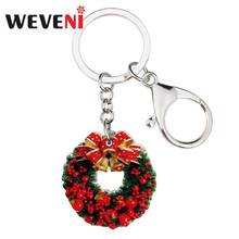 WEVENI Acrylic Christmas  Floral Bow-knot Garland Key Chains Keychain Bag Car Purse Decorations Keyrings Women Girls Charms Gift 2024 - buy cheap