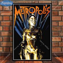 Cartaz retro metrópole alemanha filme do vintage fritz lang pintura em tela posters e impressões sala decoração para casa 2024 - compre barato