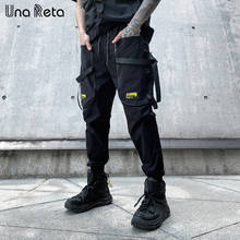 Una Reta Hip Hop Sweatpants Men 2021 New Japanese Streetwear Buckle design Joggers Pants Casual Cozy Harajuku Track Trousers Men 2024 - buy cheap