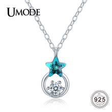 UMODE 2019 New 925 Sterling Silver Unique Blue Star Crystal Pendant Necklace for Women Zircon Link Chain Silver Jewelry ALN0470 2024 - buy cheap