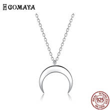 Gomaya-colar feminino de prata esterlina 925, autêntico, pingente em formato de lua, joia fina, aniversário, recém-chegado 2024 - compre barato
