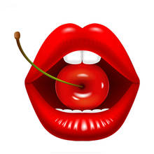 Наклейка светоотражающая, красные губы с вишнями, 16 х14 см 2024 - купить недорого