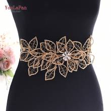 YouLaPan SH256-G Rhinestone Ribbon Belt Wedding Sash Belt for Wedding Dress Crystal Belt Wedding Gold Belts Sequin Belts 2024 - buy cheap