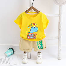 Criança do bebê meninos conjuntos de roupas o-pescoço topo com shorts crianças traje do feriado meninos dinossauro impressão roupa curta conjunto 2024 - compre barato
