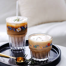 258/350ML Korean Small Daisies Print Glass Coffee Mug Creative Glass Cup Juice Cola Milk Tea Beer Glass Can Be Superimposed 1PCS 2024 - buy cheap