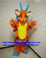 Disfraz de Mascota para adulto, traje de peludo largo de piel naranja con diseño de dragón Loong, personaje de dibujos animados, salón de belleza, zx2992 2024 - compra barato