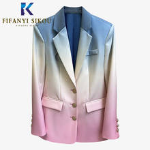 Blazer cor degradê feminino moda urbana jaqueta casaco bordado solto casual feminino sobretudo 2024 - compre barato