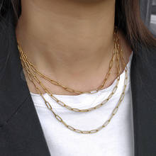 4mm Gold Color Stainless Steel Paperclip Link Chain Choker for Women Girls Layered Necklace Chic Jewelry Gifts 16-20inch DN244 2024 - buy cheap