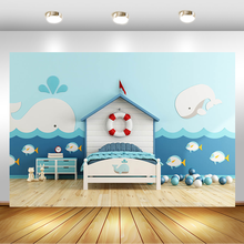 Blue Ocean Indoor Children Birthday Backgrounds for Photo Studio Cartoon Whale Toy Newborn Baby Kids Photography Backdrops 2024 - buy cheap