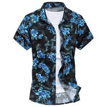 Summer Mens Short Sleeve Beach Hawaiian Shirts Casual Flower Floral Shirts Plus Mens Clothing Fashion 2024 - buy cheap