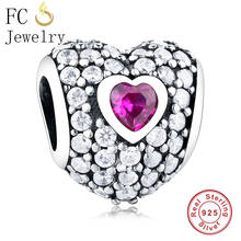 FC Jewelry Fit Original Brand Charms Bracelet 925 Sterling Silver Love Heart & Natural CZ Stone Crystal Beads Making Berloque 2024 - buy cheap
