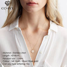 Cc colar de aço inoxidável para mulheres forma redonda escritório senhoras longos colares jóias acessórios festa 13mm pingente yx15477 2024 - compre barato