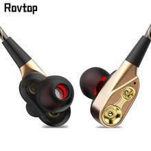 Rovtop 3.5mm Jack Wired In-Ear Earphone High Bass Dual Drive Stereo Earphones With Mic Earbuds Headsets For iPhone Samsung 2024 - buy cheap