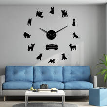 Акриловые Настенные 3d-часы для чихуахуа, породы Мехико, сделай сам, с большими часами, с зеркальными цифрами, наклейки для собак, домашних животных, гигантские настенные часы 2024 - купить недорого