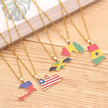 Duoying NEW Country Map Flag Necklace Africa Guinea Ghana Liberia Undersea South Africa India Brazil Pendant Chain Man Jewelry 2024 - buy cheap