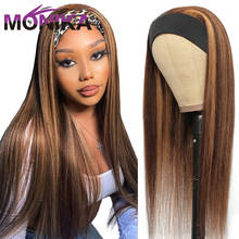 4 27 Highlight Headband Scarf  Wig Brazilian Half Gluless  Human Hai Wig Burgundy Blonde Omber Remy Bone Straight Hair Wigs 2024 - buy cheap