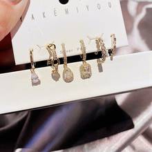 MIGGA Trendy Cubic Zircon Stone Water Drop Earrings Set Ear Bone Cuff Gold Color Women Party Jewelry 2024 - buy cheap