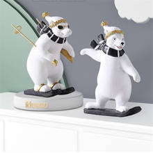 [HHT] Nordic Cute Ski Polar Bear Ornaments Creative Resin Crafts Livingroom Decorations Valentine's Day and Birthday Fun Gifts 2024 - buy cheap