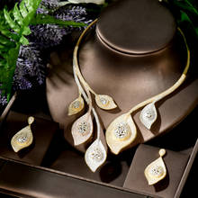 HIBRIDE Big Luxury Shiny Gold Color Micro Cubic Zircon Pave Pendentes Earring Jewelry Set For Women Bridal bijoux dubai N-1734 2024 - buy cheap