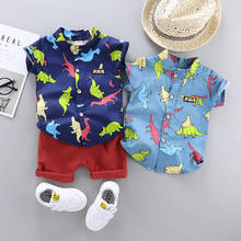 Conjunto com camiseta e bermuda infantil, conjunto com 2 peças de desenho animado casual para praia, verão 2024 - compre barato