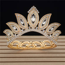 Corona de la Reina real para boda, tiara nupcial de cristal, diademas, accesorios de joyería para el cabello para desfile 2024 - compra barato