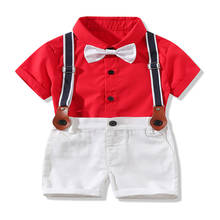 Conjunto de ropa de caballero para bebé, pantalones cortos blancos + camisa roja, 4 piezas, traje de boda, primavera y otoño 2024 - compra barato