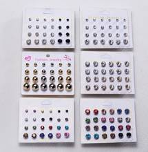 New Fashion 12 Pair/Set Simple Solid Mixing Crystal Zircon Stud Earrings Shiny Lots of Earrings Jewelry for Women Girls 2024 - buy cheap