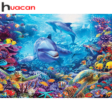 Huacan 5D Diamond Painting Dolphin Animal Diamond Embroidery Mosaic Turtle Pictures Of Rhinestones Craft Kit 2024 - buy cheap