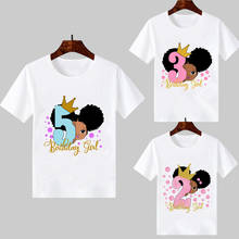 Cute Little Black Melanin Princess Print Girl T-shirt for Birthday Kids Funny T Shirts 1 2 3 4 5 Number Fashion Short Sleeve Tee 2024 - buy cheap