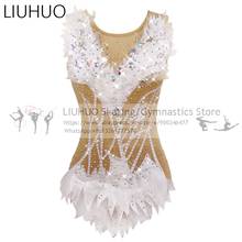 Rhythmic Gymnastics Leotards Girls Women White Feather Diamonds Competition Ice Skating Artistic Ballet Gymnastics leotards 2024 - buy cheap