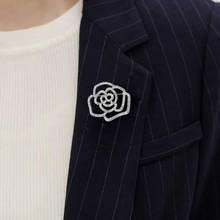Broche de marca de moda para mujer, broches de rosa con flor de cristal, accesorios de ropa de calidad 2024 - compra barato
