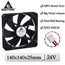 Gdstime-ventilador de resfriamento para computador, esfera dupla, sem escova, 140mm x 25mm, 14cm, 24v 2024 - compre barato