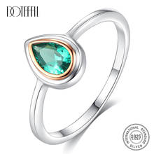 DOTEFFIL New Pure 925 Sterling Silver Water Drop Rings for Women Engagement Round Green Fashion Jewelry Vintage Anillos Mujer 2024 - buy cheap