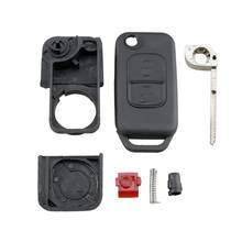 Складной чехол-брелок для автомобильного ключа с 2 кнопками для Mercedes Benz SLK E113 A C E S W168 W202 W203 2024 - купить недорого