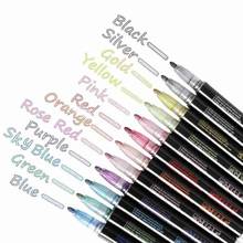 Caneta fluorescente de metal, caneta com 12 cores de ponta dupla, glitter, cores, caneta de desenho, rabiscos de natal 2024 - compre barato