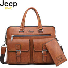 JEEP BULUO Famous Brand Business Briefcase Bag2pcs/set Split Leather Shoulder Bag Men office Bags For 13 inch Laptop A4 Causel 2024 - buy cheap