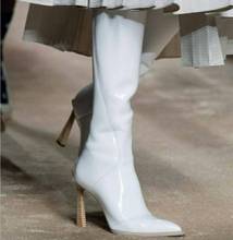 Stylish Winter Boots Women High Heels Botines Mujer Knee-high Botas Mujer Patent Leather Shoes Women T-show Knight Bota Feminina 2024 - buy cheap