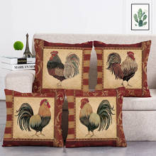 Colorful Painting Cock Rooster Cushions Pillows Covers Fashion Decorative Car Sofa Linen Cotton Cushion Cover Pillow Case T265 2024 - buy cheap